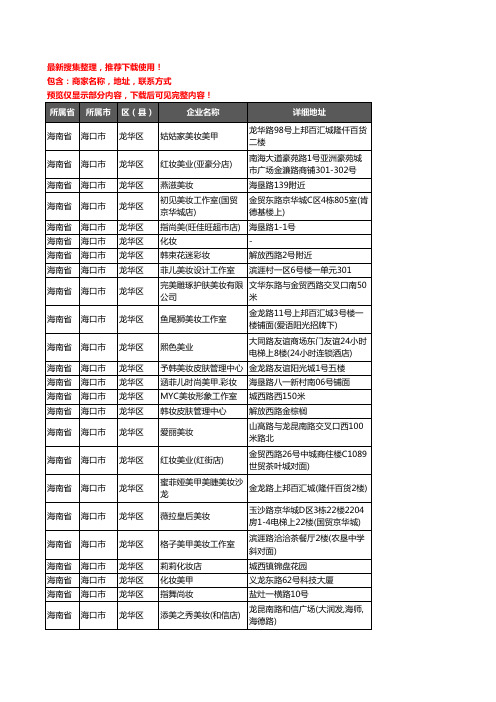 新版海南省海口市龙华区彩妆企业公司商家户名录单联系方式地址大全35家