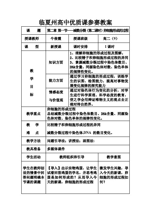 卵细胞的形成过程