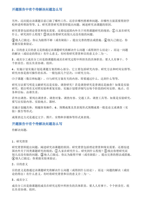 待解决问题汇报范文
