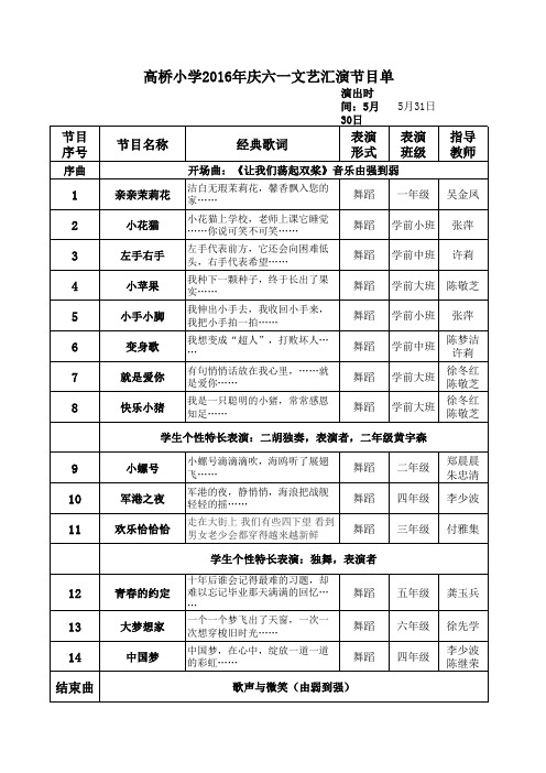 2016年庆六一节目单