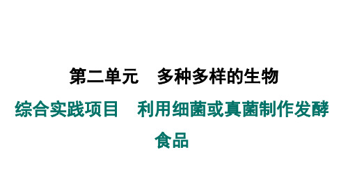 2024年人教版七年级生物上册 综合实践项目 利用细菌或真菌制作发酵食品(训练课件)