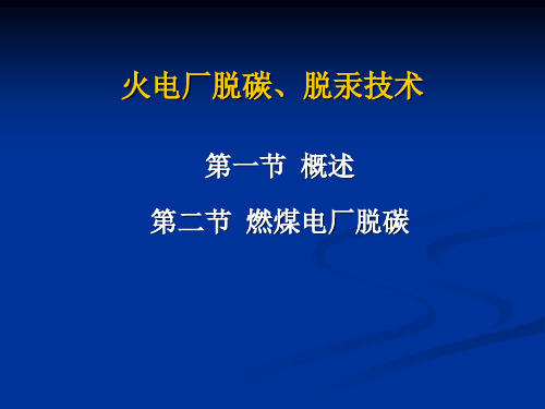 火电厂脱碳、脱汞技术