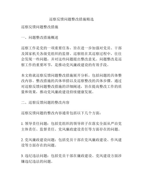 巡察反馈问题整改措施精选