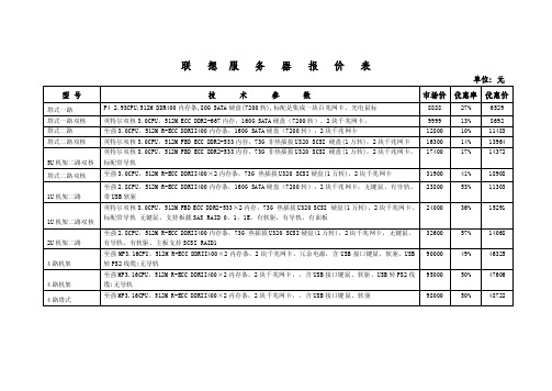 联想服务器报价表