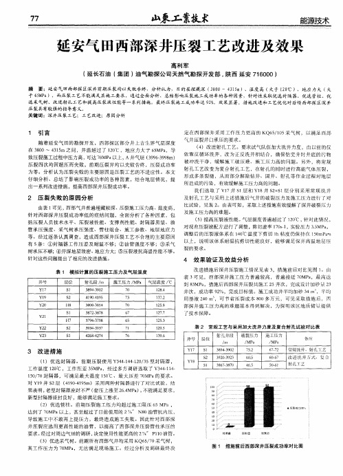 延安气田西部深井压裂工艺改进及效果