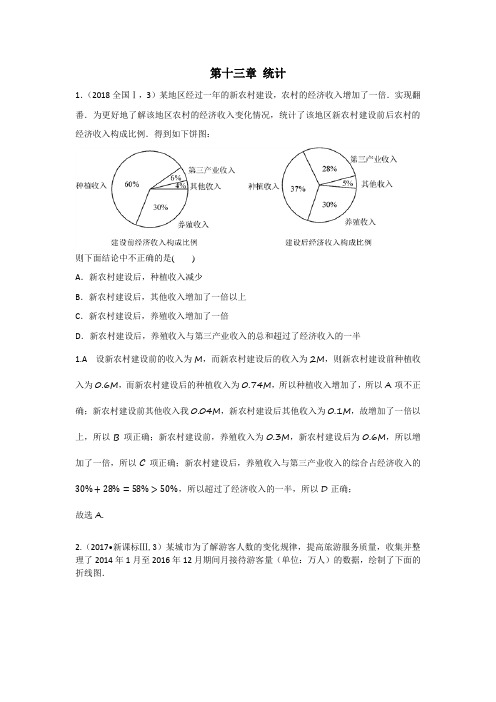 【数学】2014-2018年高考数学(理)五年真题分类第十三章  统计