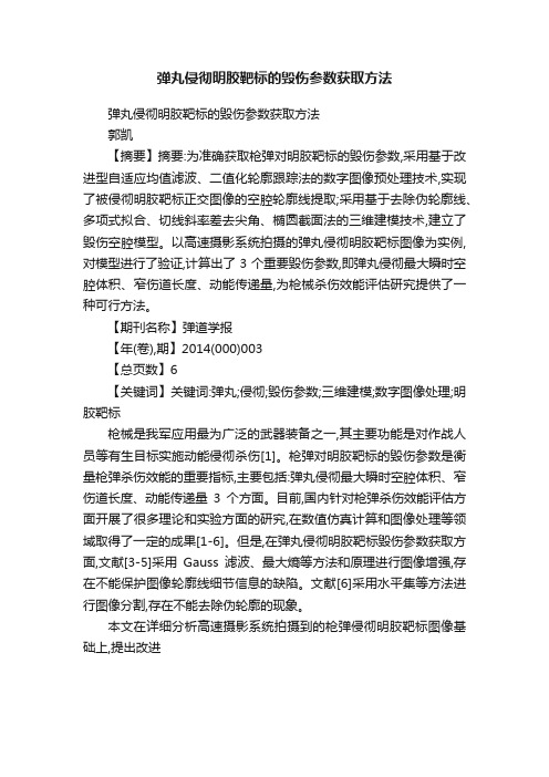 弹丸侵彻明胶靶标的毁伤参数获取方法