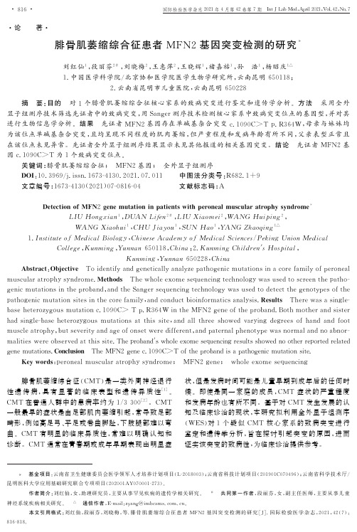 腓骨肌萎缩综合征患者MFN2基因突变检测的研究