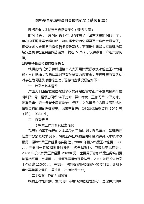 网络安全执法检查自查报告范文（精选5篇）