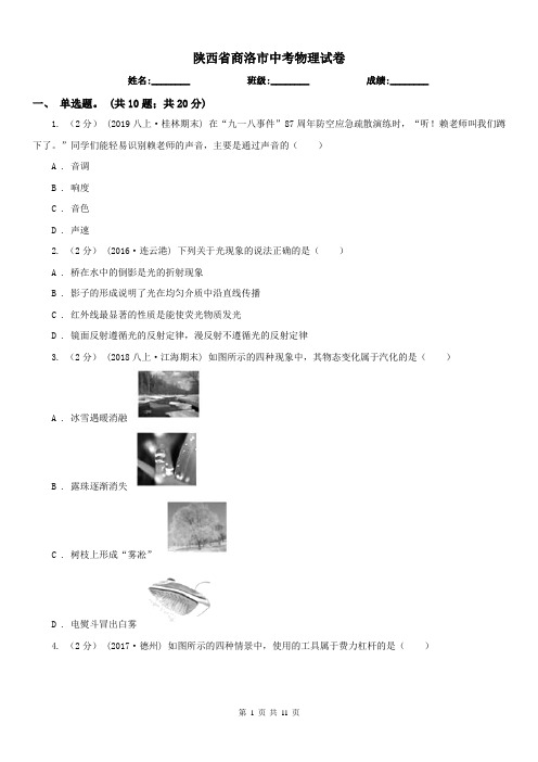 陕西省商洛市中考物理试卷