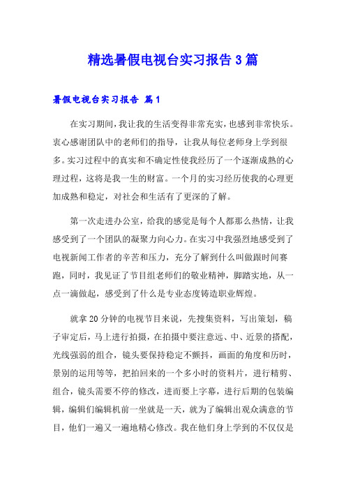 精选暑假电视台实习报告3篇