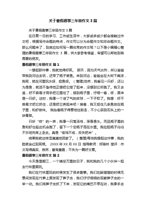 关于暑假趣事三年级作文3篇