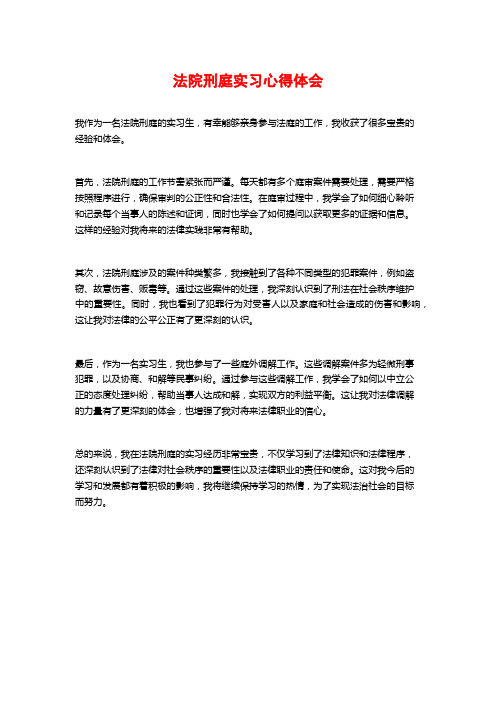 法院刑庭实习心得体会