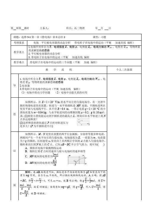 高二物理选修3-1第一章《静电场》章末总结