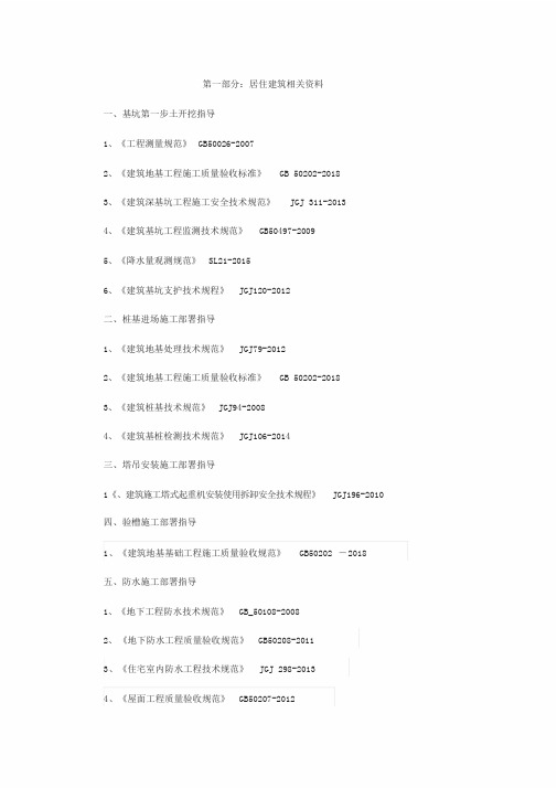 2019年建筑工程常用最新规范、图集整理汇总