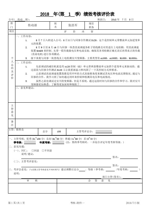 18年第1季度绩效考核 张浩军