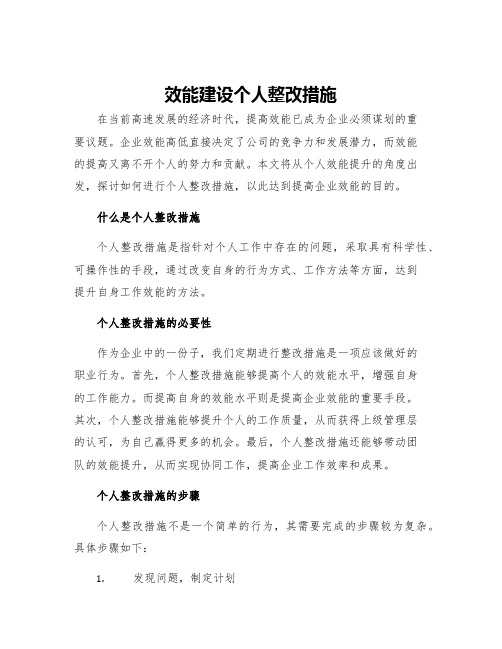 效能建设个人整改措施