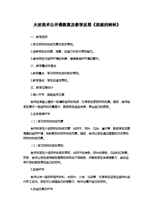 大班美术公开课教案及教学反思《美丽的树林》