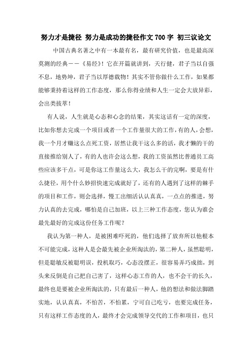 努力才是捷径 努力是成功的捷径作文700字 初三议论文