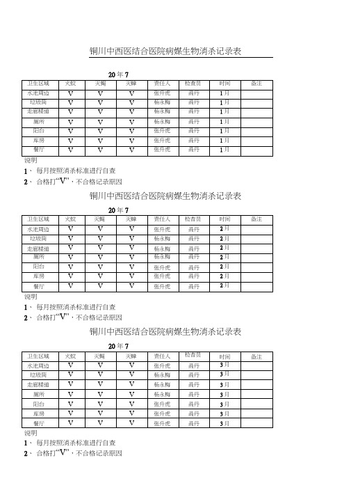 病媒生物消杀记录表格模板