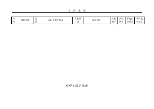 初中化学实验记录表(2020年九月整理).doc