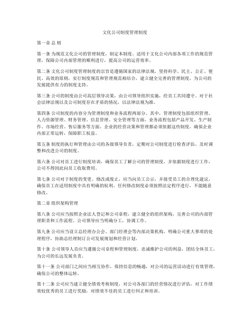 文化公司制度管理制度