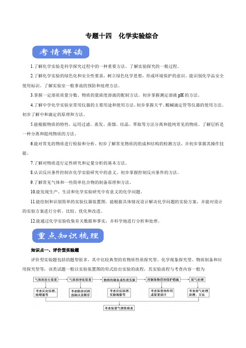 2020年高考化学二轮复习考点学与练专题14 化学实验综合