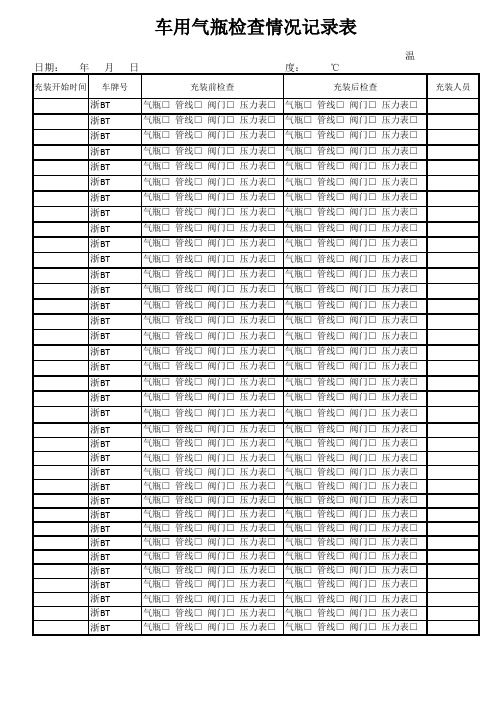 车用气瓶充装检查情况记录表