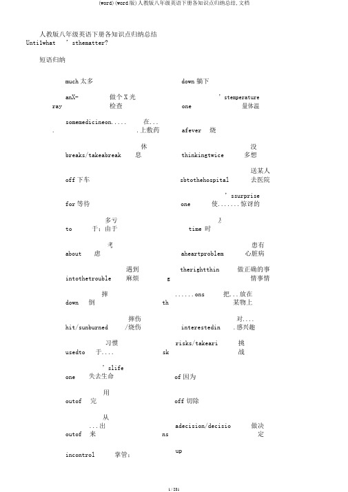 (word)(word版)人教版八年级英语下册各知识点归纳总结,文档