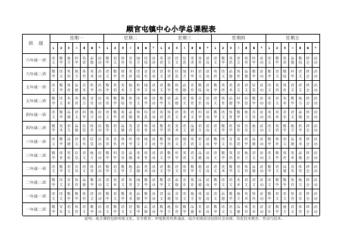 中心小学总课程表