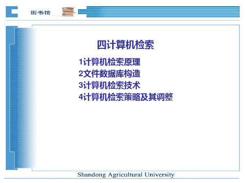 山东农大文献检索四-计算机检索