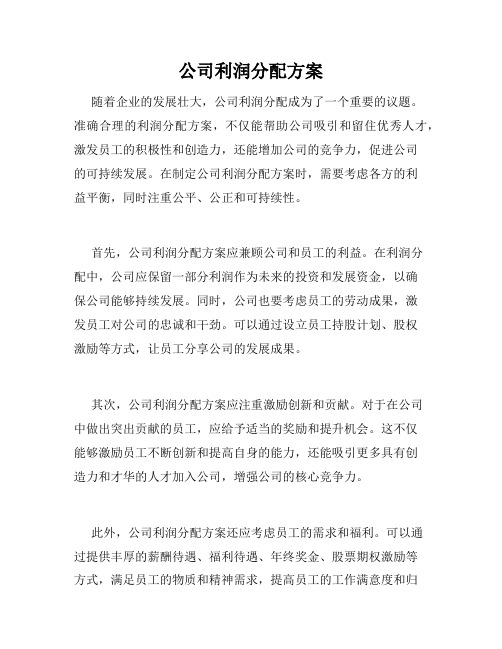 公司利润分配方案