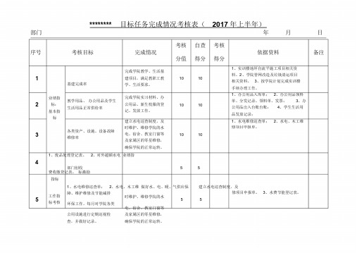 目标任务考核表