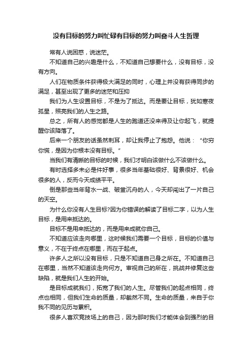 没有目标的努力叫忙碌有目标的努力叫奋斗人生哲理