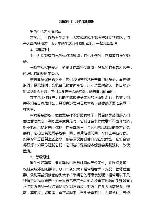 狗的生活习性有哪些