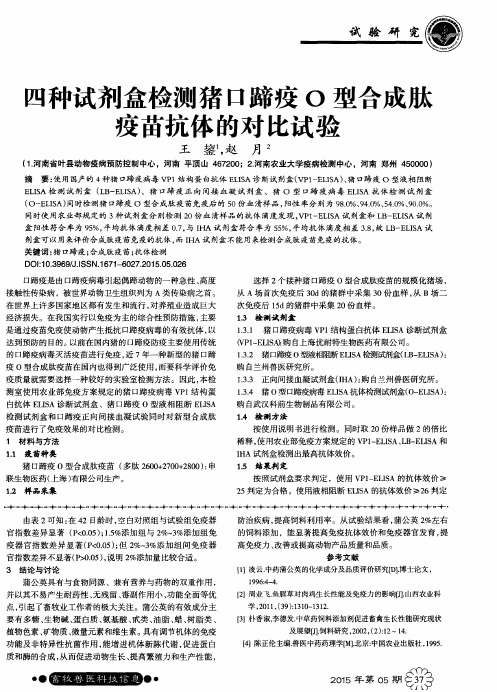 四种试剂盒检测猪口蹄疫O型合成肽疫苗抗体的对比试验