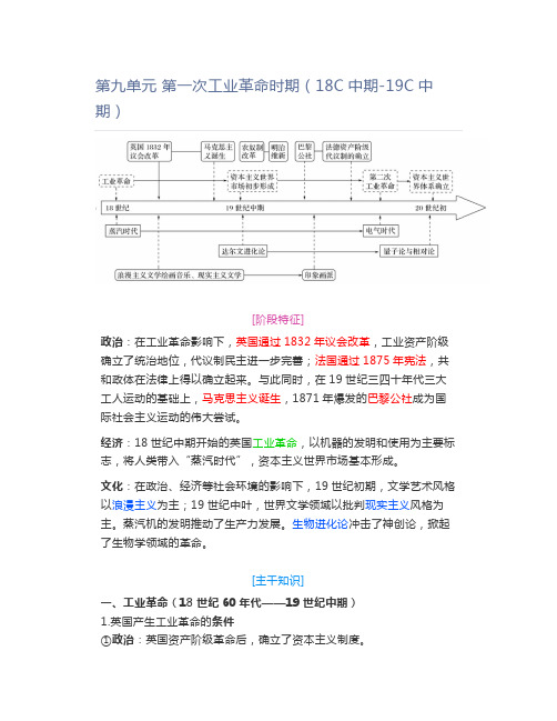 第九单元第一次工业革命时期(18C中期-19C中期)