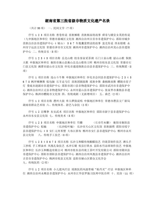 湖南省第三批省级非物质文化遗产名录