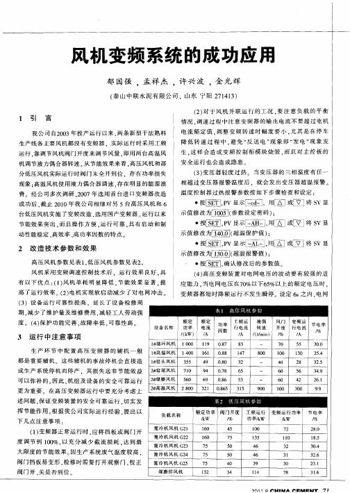 风机变频系统的成功应用