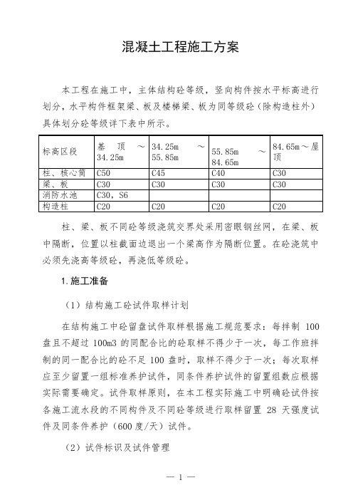 混凝土工程施工方案