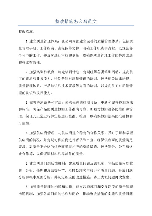 整改措施怎么写范文