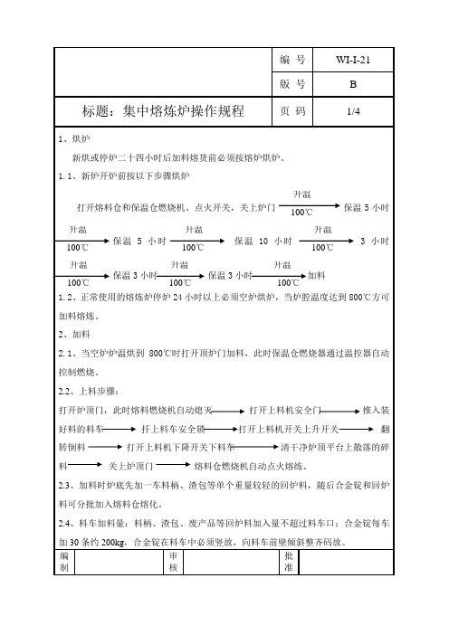 集中熔炼炉操作规程