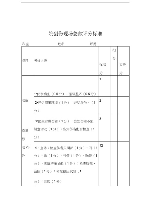 最新创伤急救考核细则