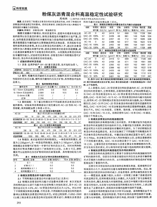 粉煤灰沥青混合料高温稳定性试验研究