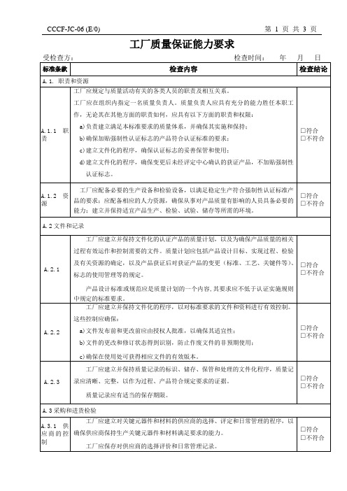 6工厂质量保证能力要求11条