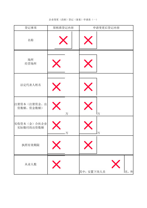 企业变更(改制)登记(备案)申请表(一)