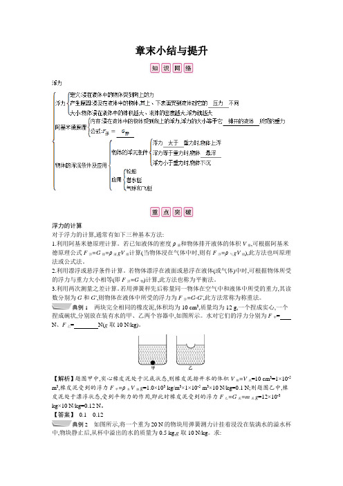 人教版八年级物理下册《浮力》章末小结与提升(Word版)