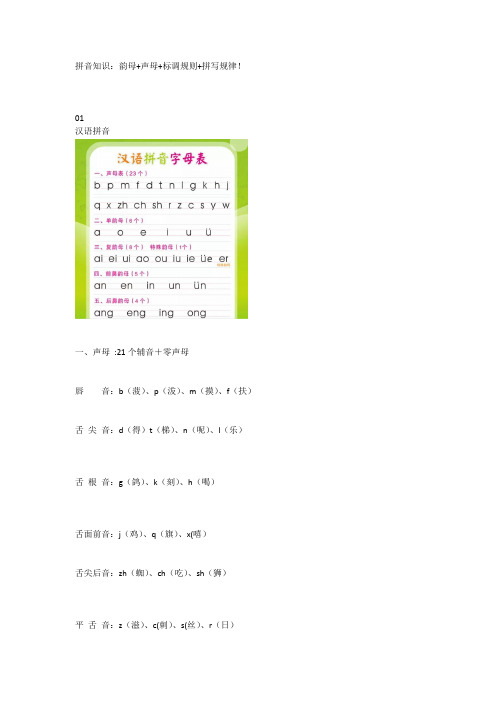 拼音知识:韵母+声母+标调规则+拼写规律!