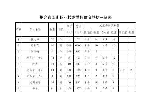 体育器材汇总表(DOC)