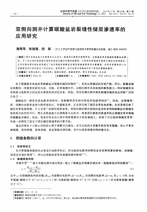 双侧向测井计算碳酸盐岩裂缝性储层渗透率的应用研究